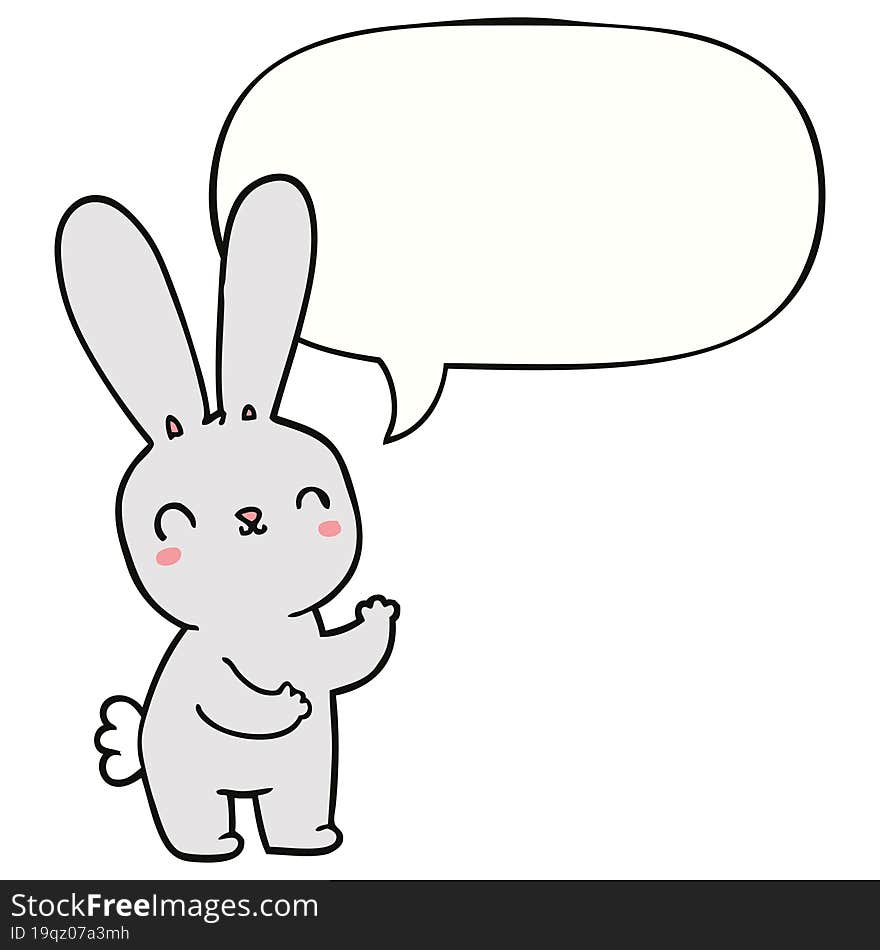 Cute Cartoon Rabbit And Speech Bubble