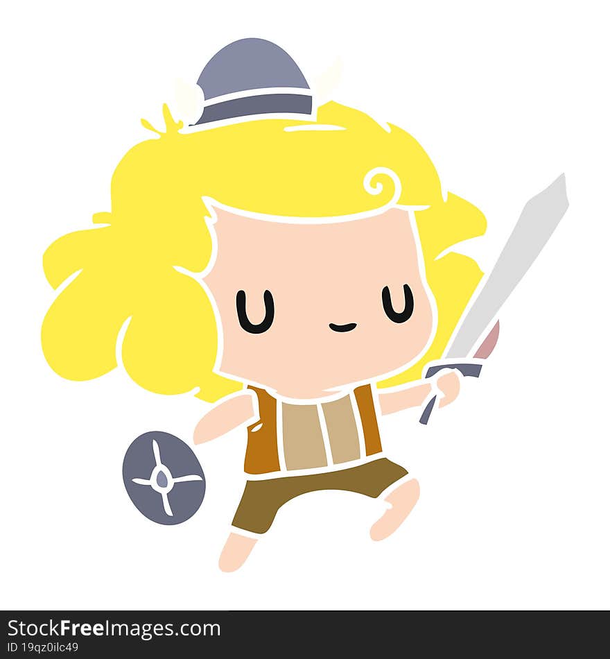 cartoon illustration kawaii cute viking child. cartoon illustration kawaii cute viking child