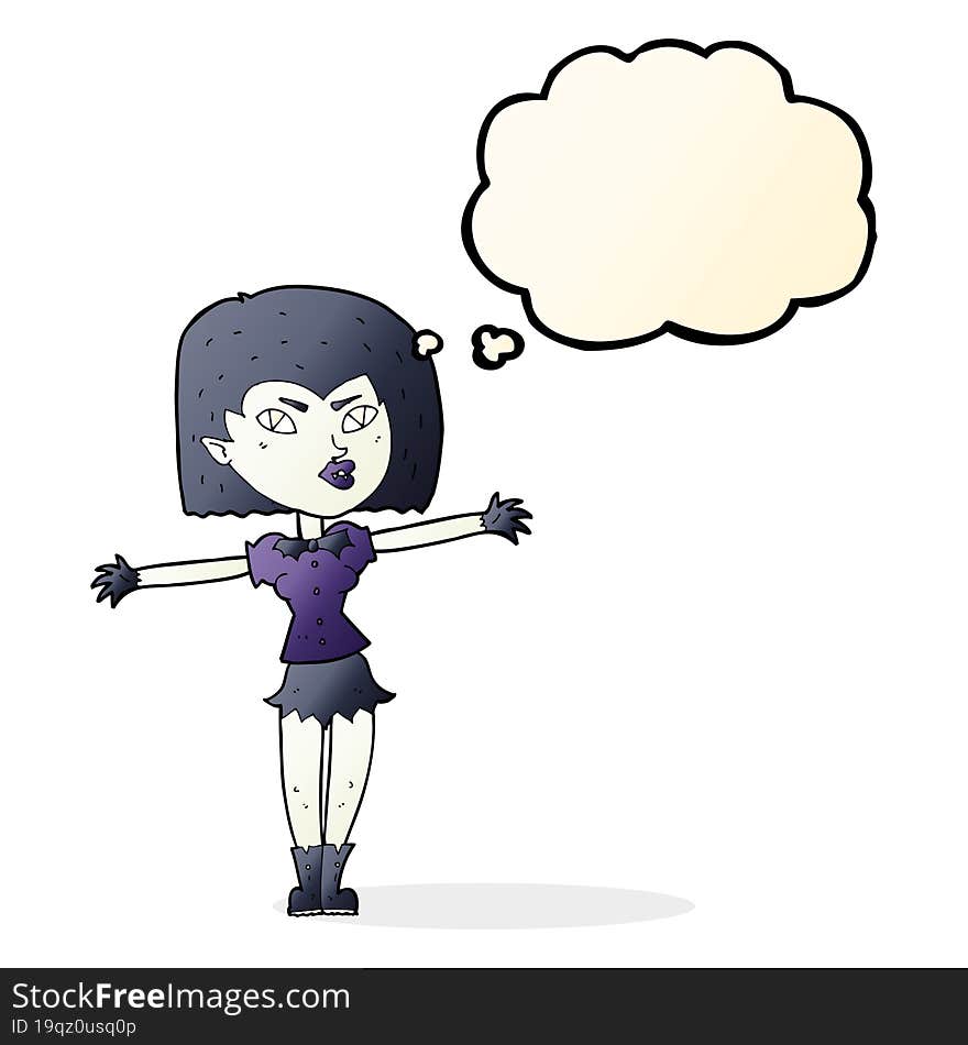 cartoon vampire girl with thought bubble