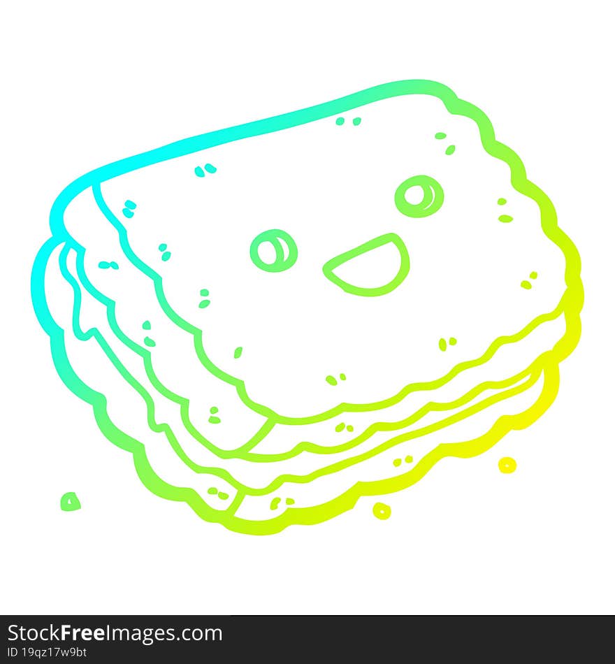 cold gradient line drawing cartoon biscuit