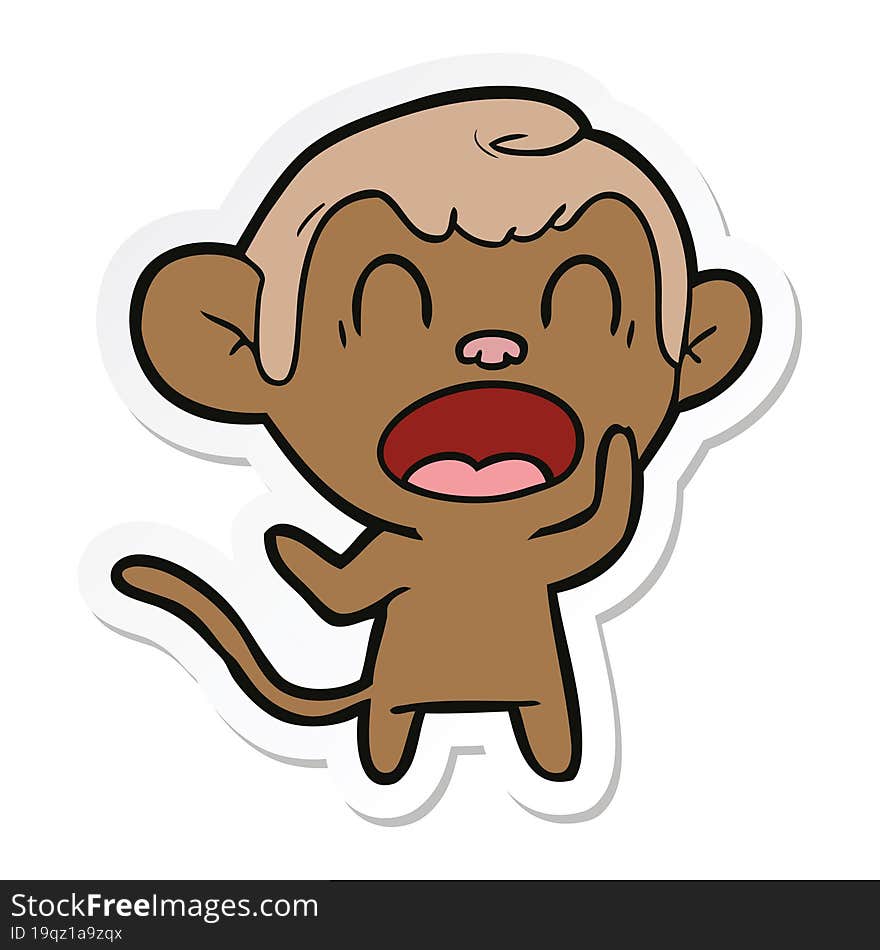 sticker of a shouting cartoon monkey