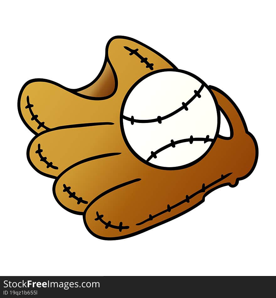 Gradient Cartoon Doodle Of A Baseball And Glove