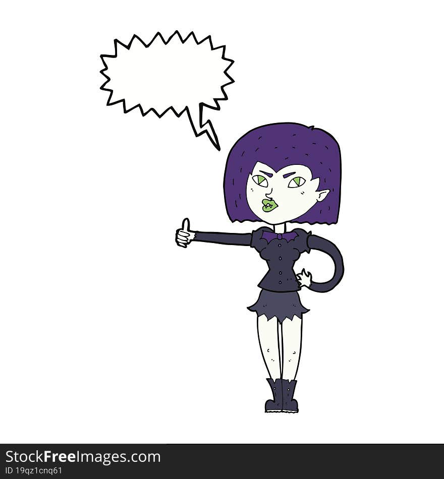 Cartoon Vampire Girl Giving Thumbs Up With Speech Bubble