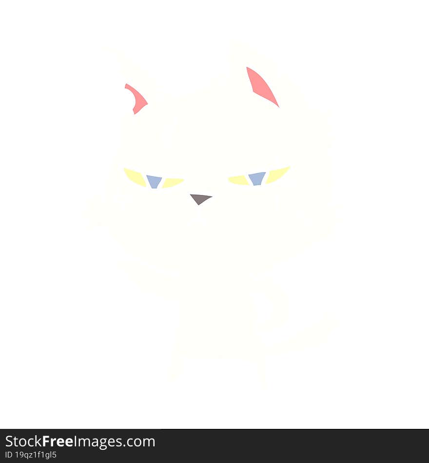 Tough Flat Color Style Cartoon Cat