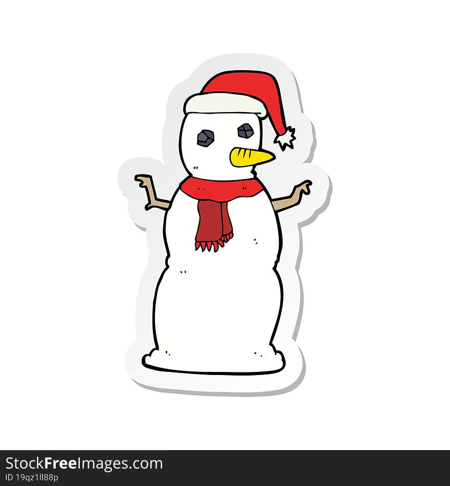 sticker of a cartoon snowman