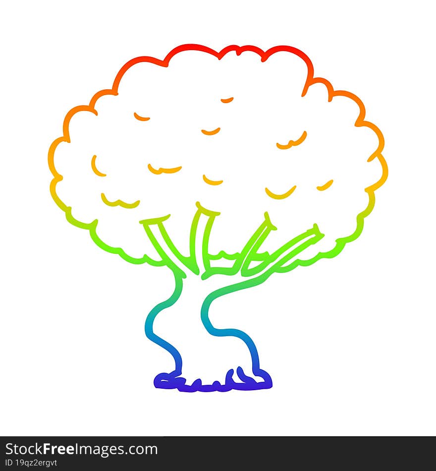 rainbow gradient line drawing Cartoon tree