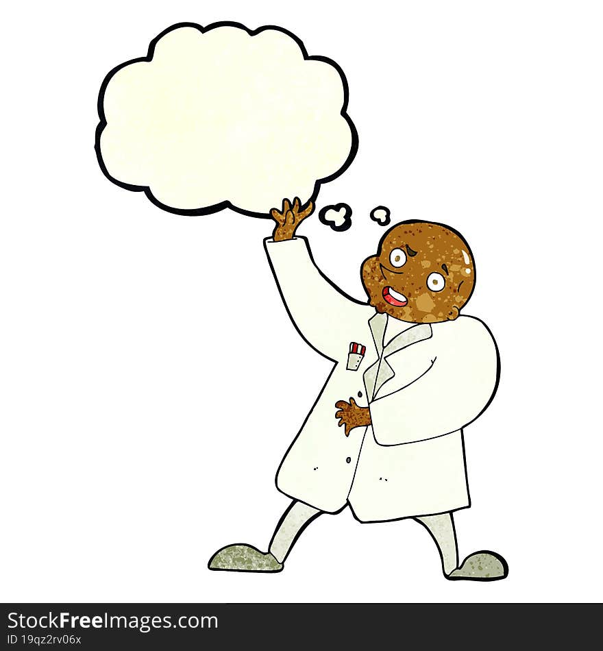 Cartoon Mad Scientist With Thought Bubble