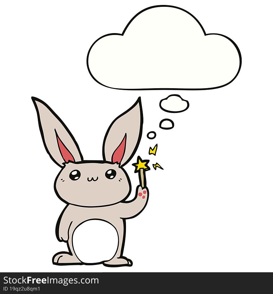 cute cartoon rabbit with thought bubble. cute cartoon rabbit with thought bubble