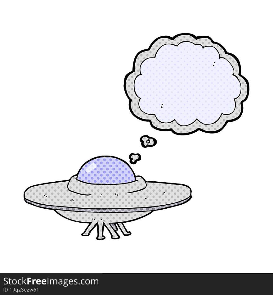 freehand drawn thought bubble cartoon flying saucer