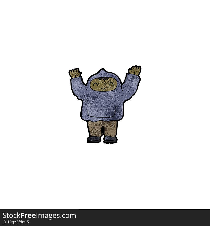 cartoon man wearing hooded top