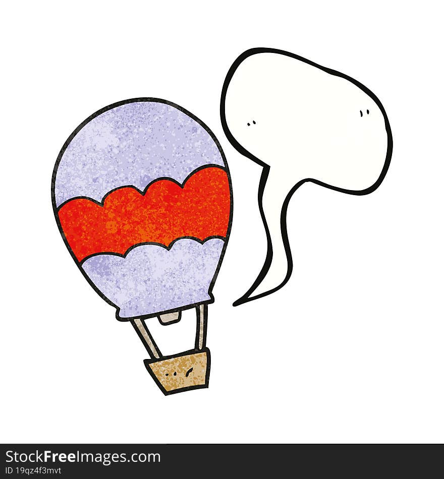 speech bubble textured cartoon hot air balloon