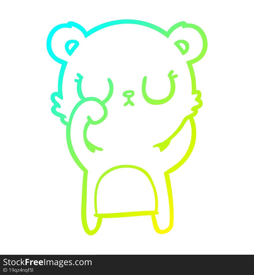 cold gradient line drawing peaceful cartoon bear