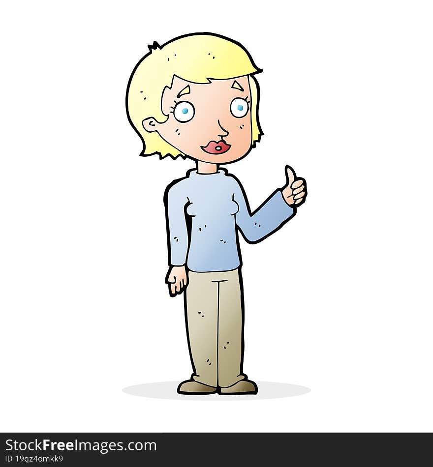 cartoon woman giving thumbs up symbol