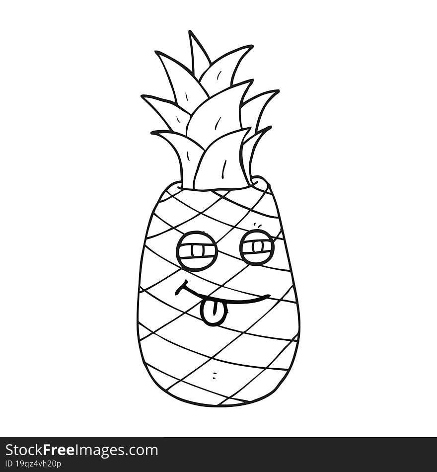 black and white cartoon pineapple