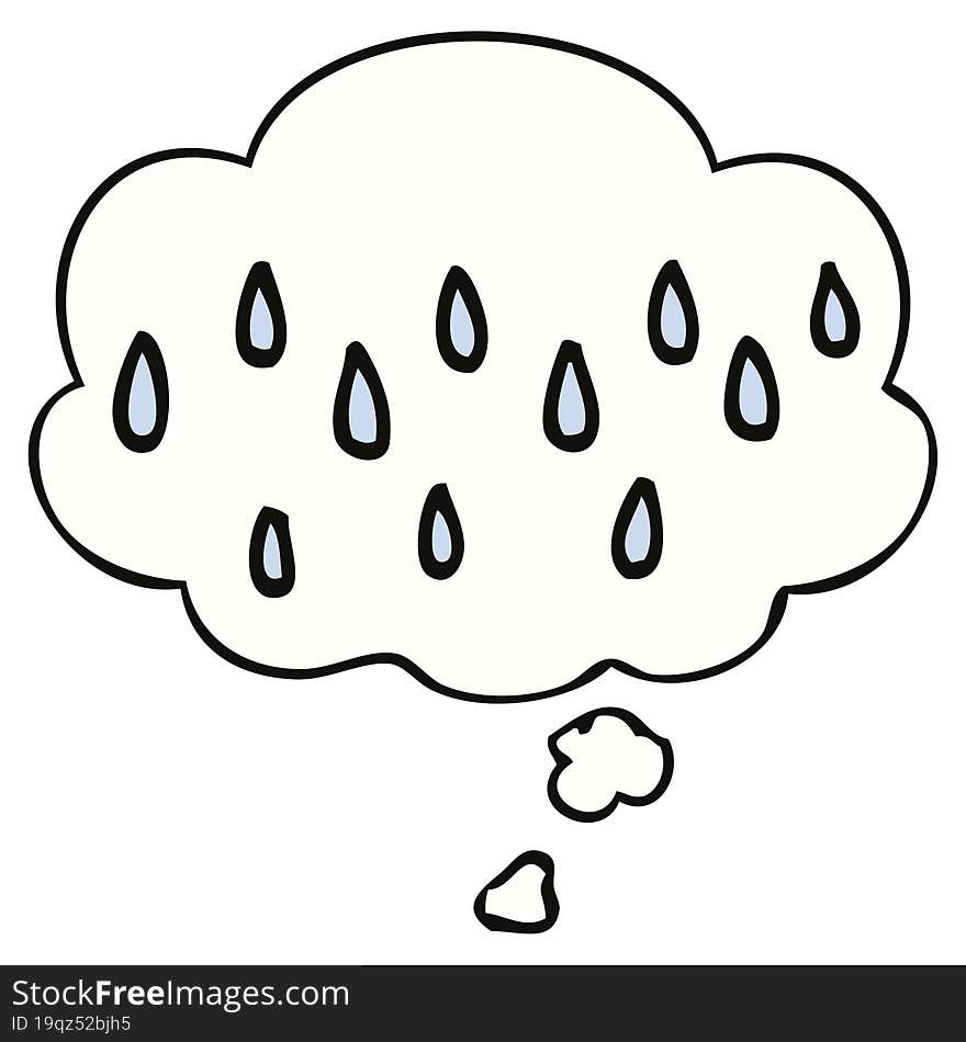 Cartoon Rain And Thought Bubble