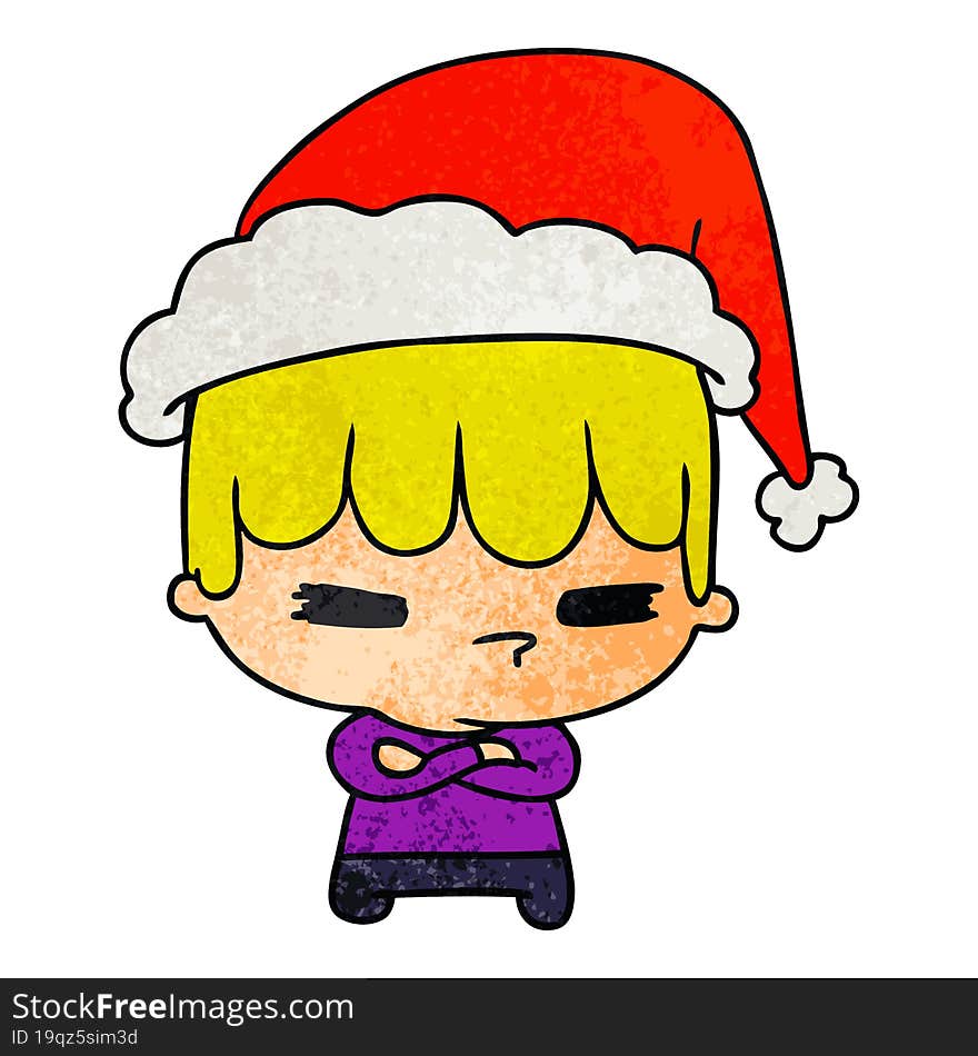 christmas textured cartoon of kawaii boy