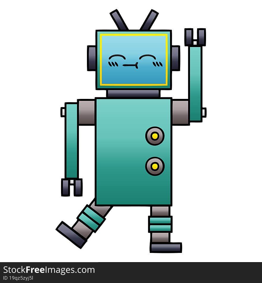 gradient shaded cartoon of a happy robot