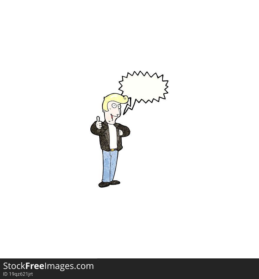 cartoon cool guy with speech bubble