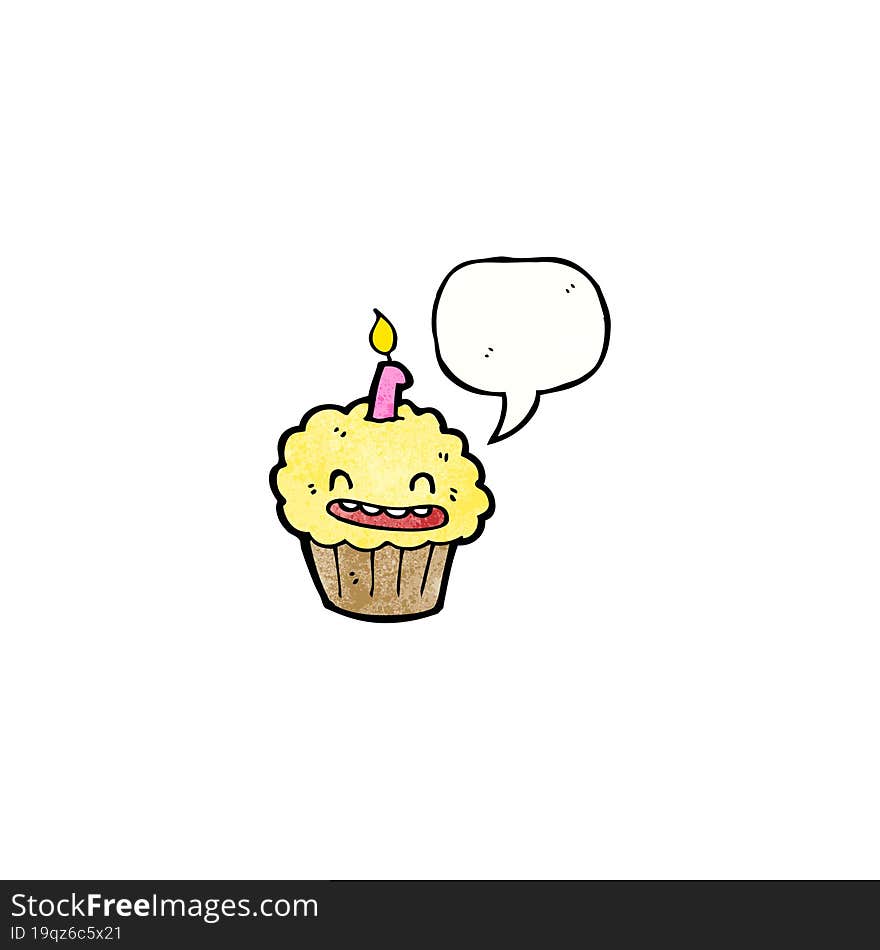 cartoon cupcake with speech bubble