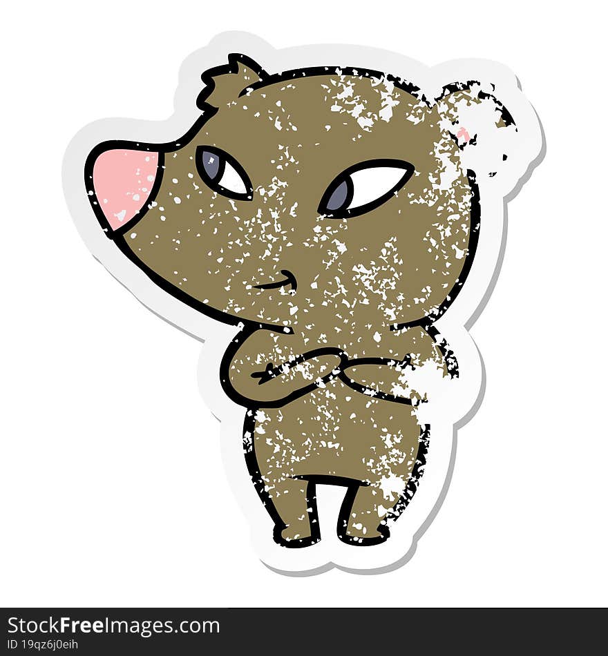 distressed sticker of a cute cartoon bear