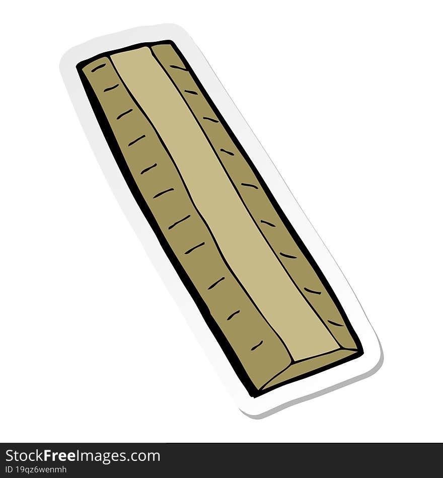 sticker of a cartoon wooden ruler