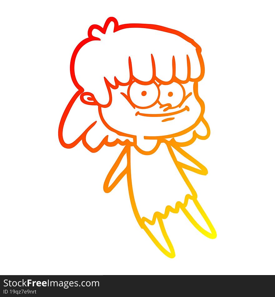 warm gradient line drawing cartoon smiling woman