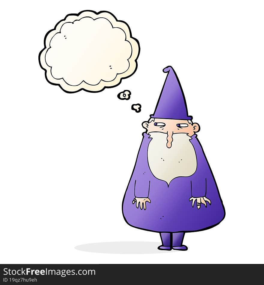 Cartoon Wizard With Thought Bubble