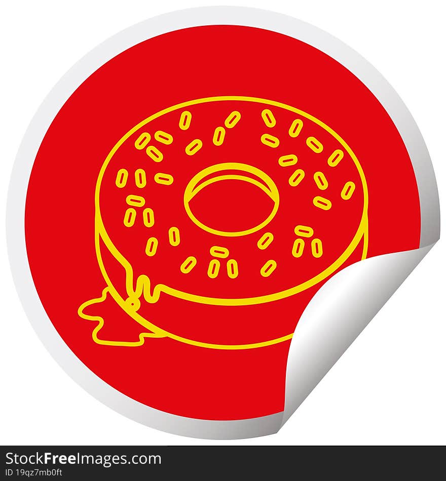 Tasty donut circular peeling sticker