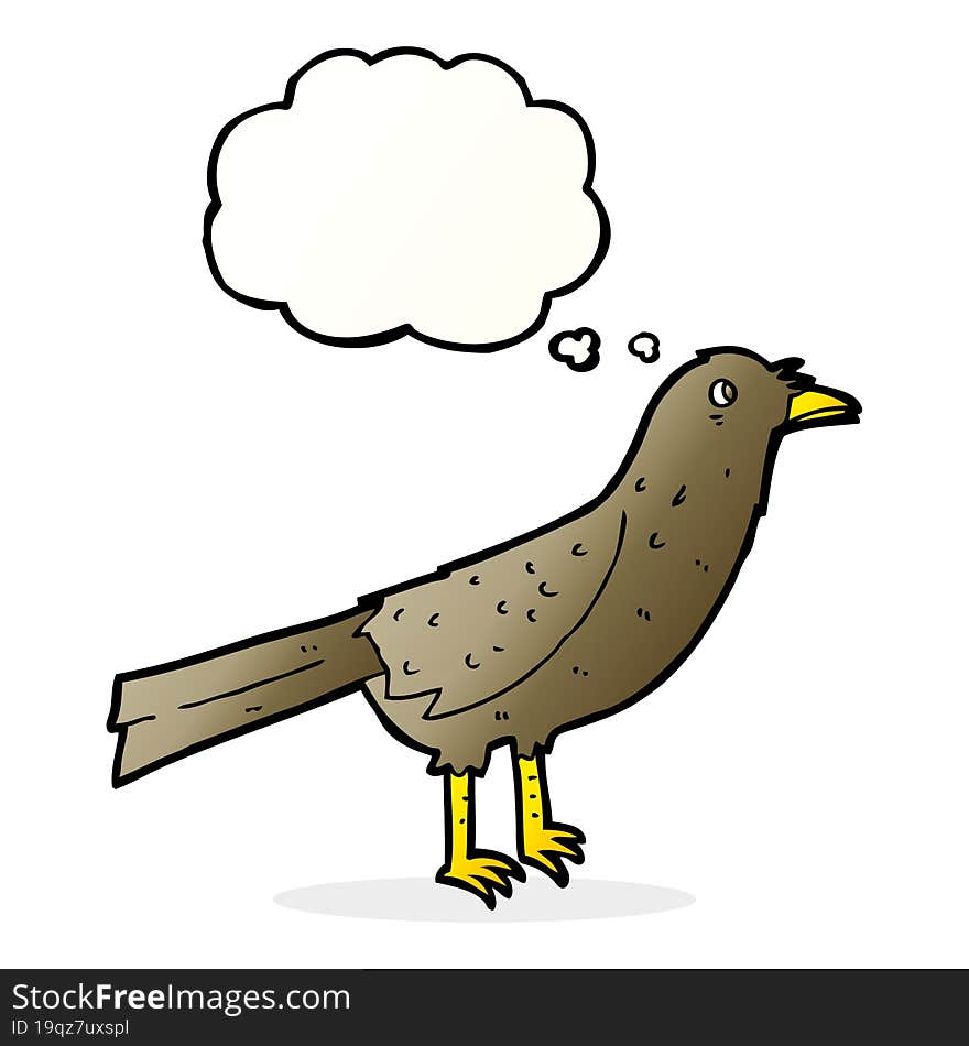 cartoon bird with thought bubble