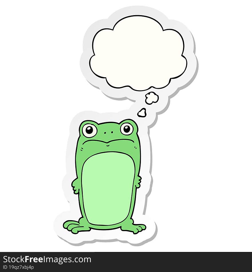 Cartoon Staring Frog And Thought Bubble As A Printed Sticker