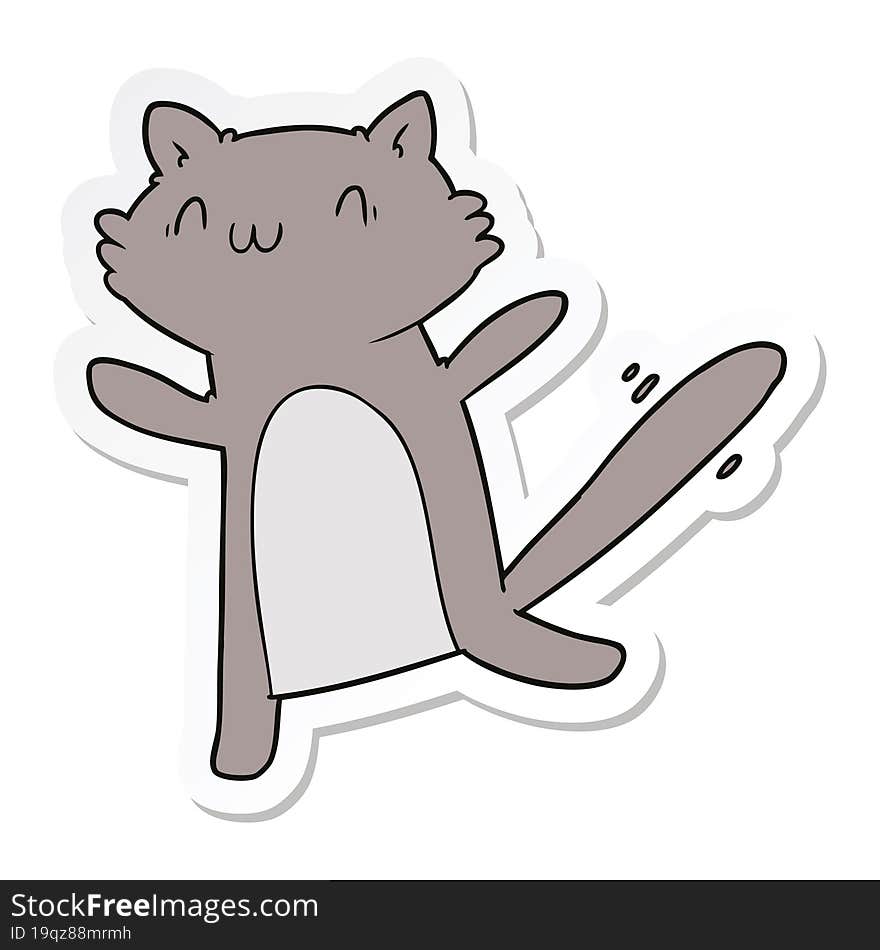 Sticker Of A Cartoon Dancing Cat