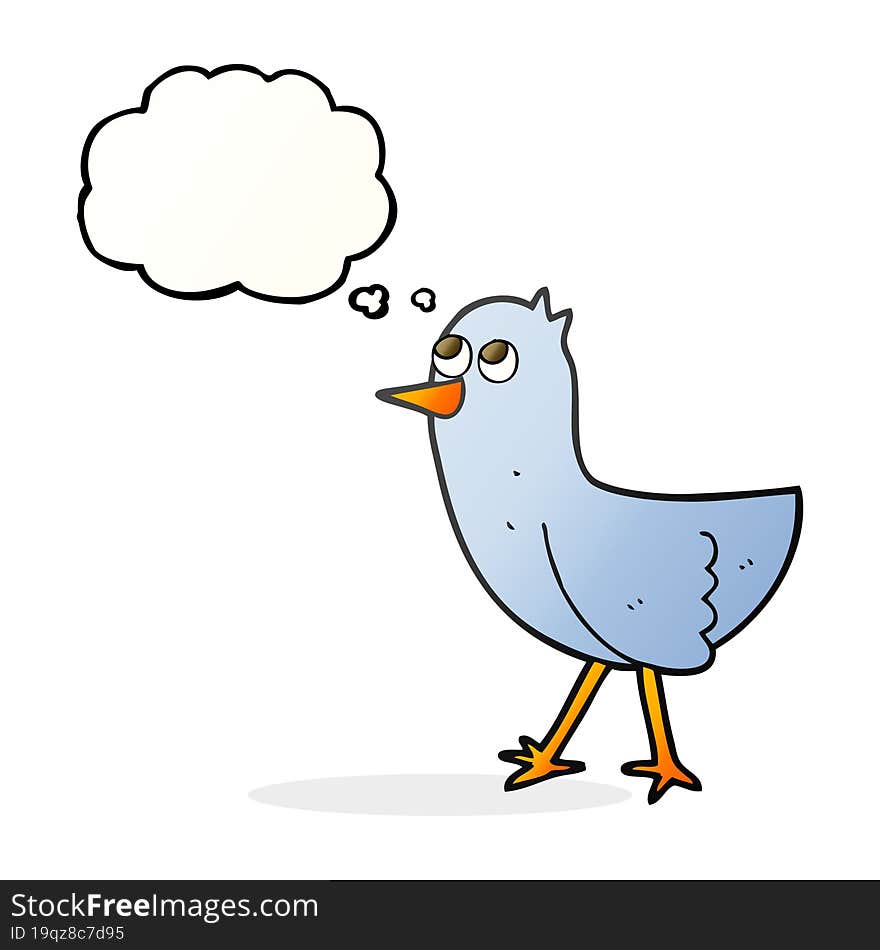 freehand drawn thought bubble cartoon bird