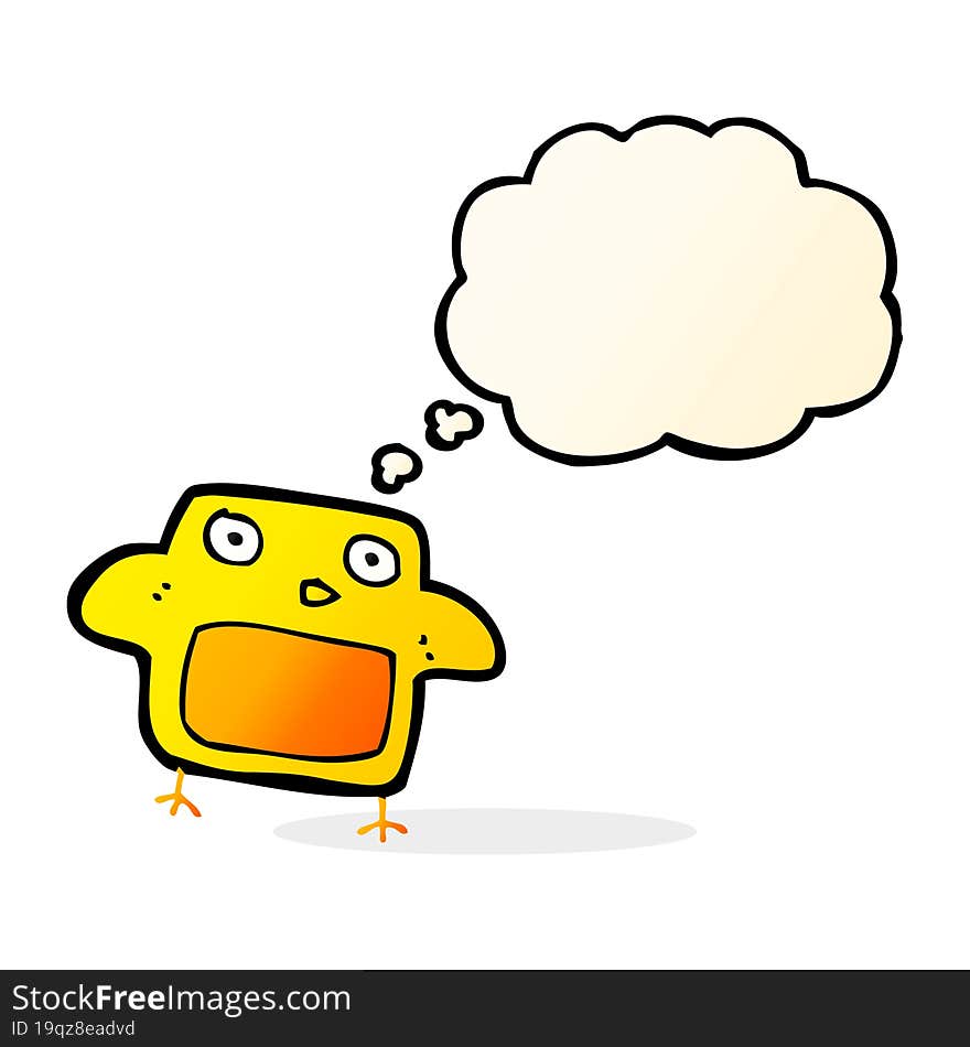 cartoon bird with thought bubble