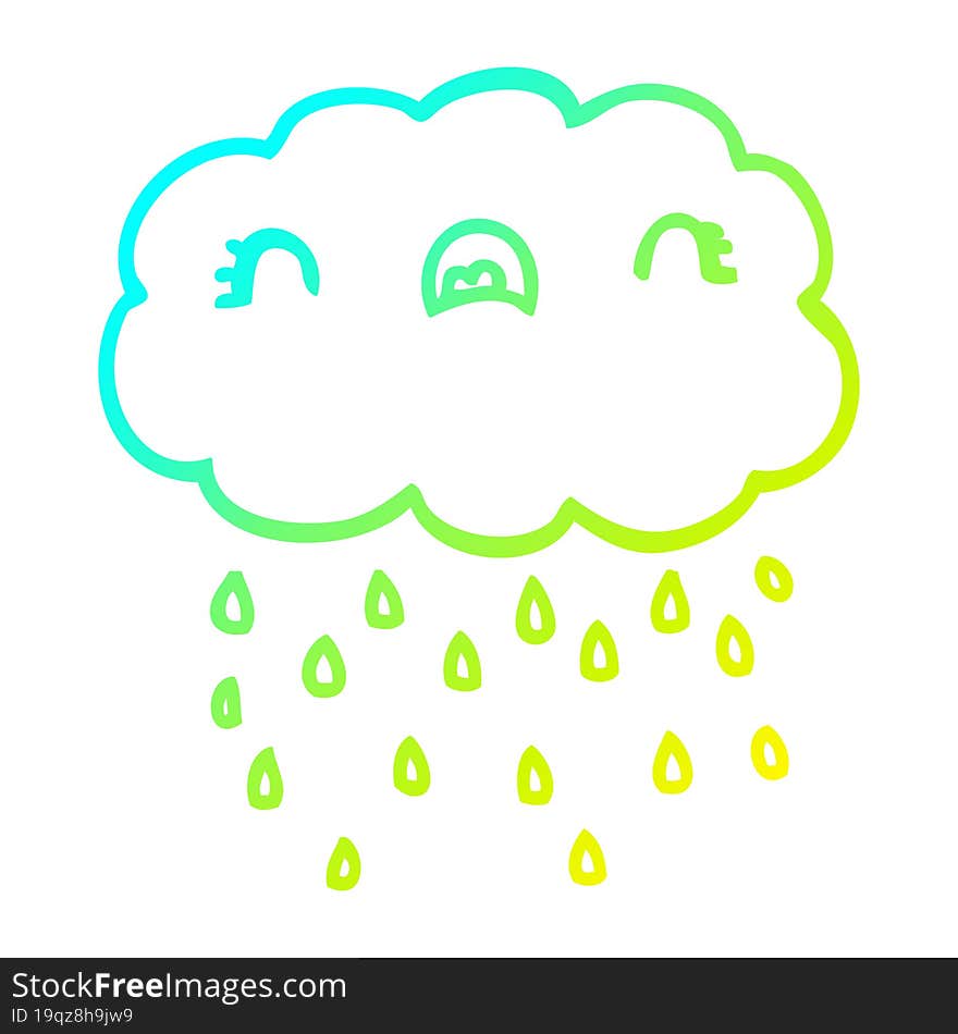 Cold Gradient Line Drawing Cute Cartoon Cloud