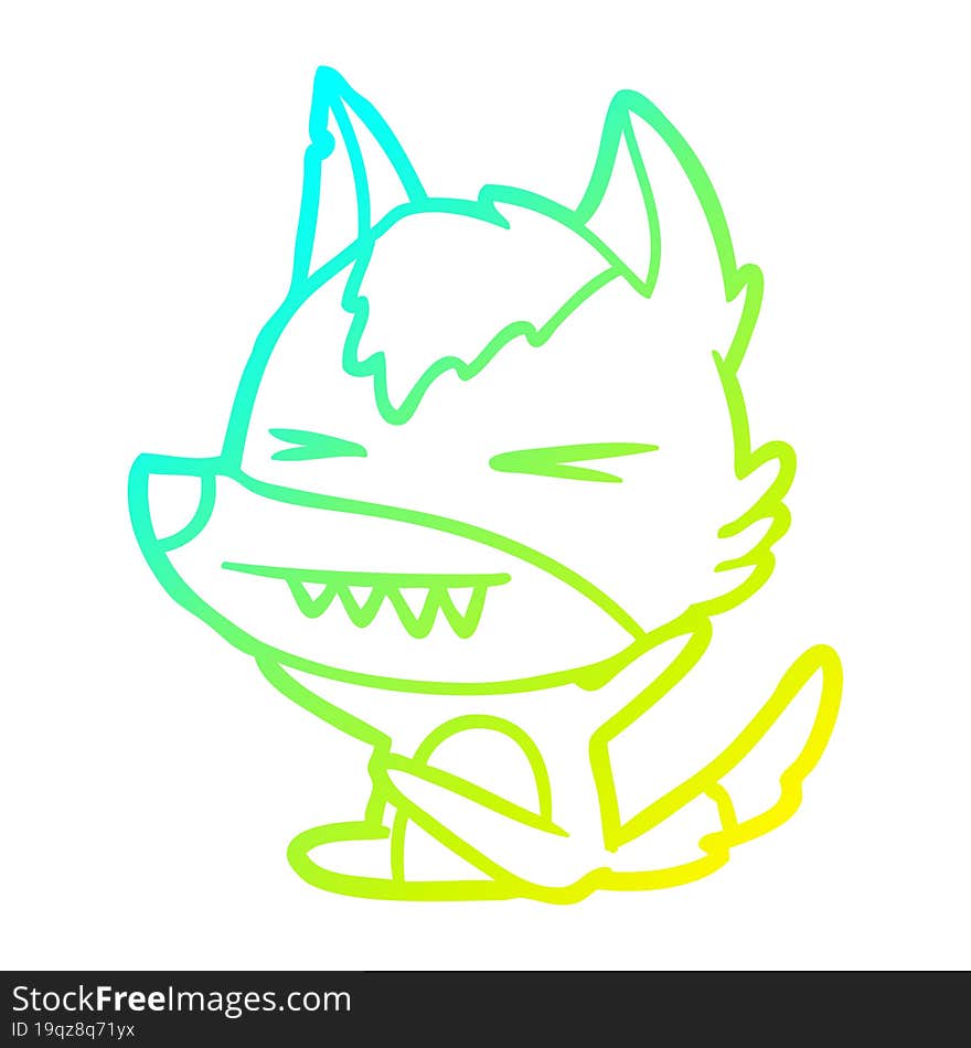 Cold Gradient Line Drawing Angry Wolf Cartoon