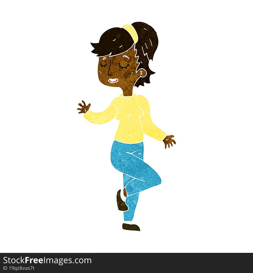 cartoon dancing woman