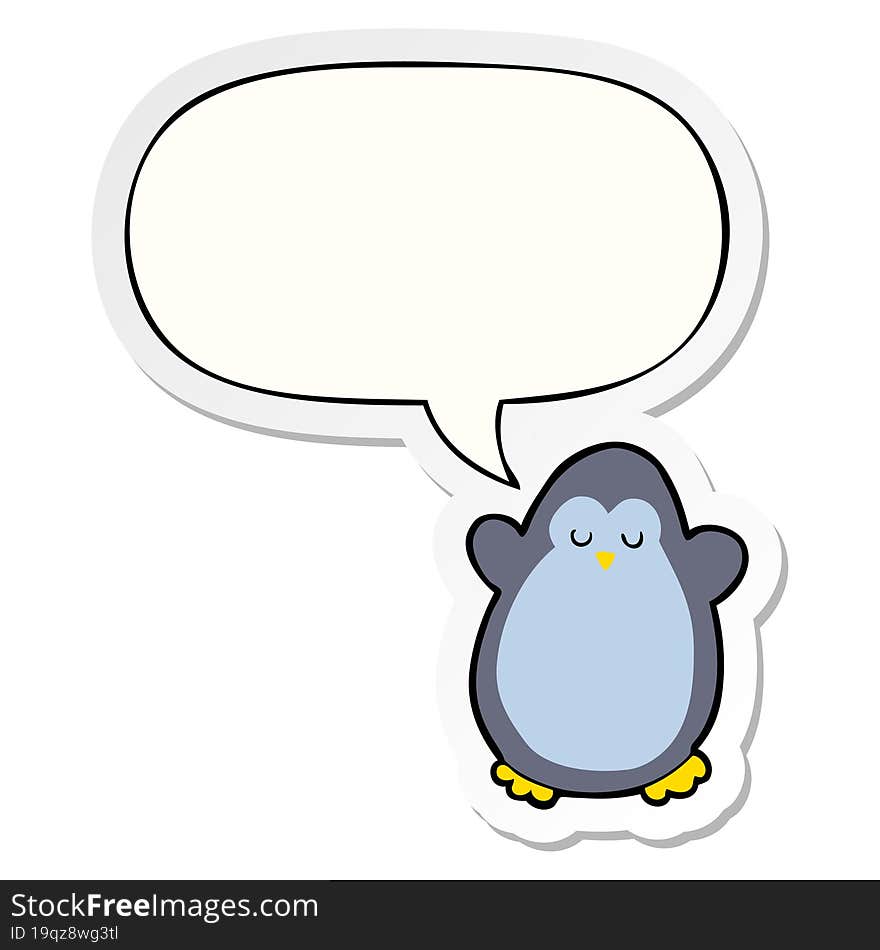 cartoon penguin and speech bubble sticker