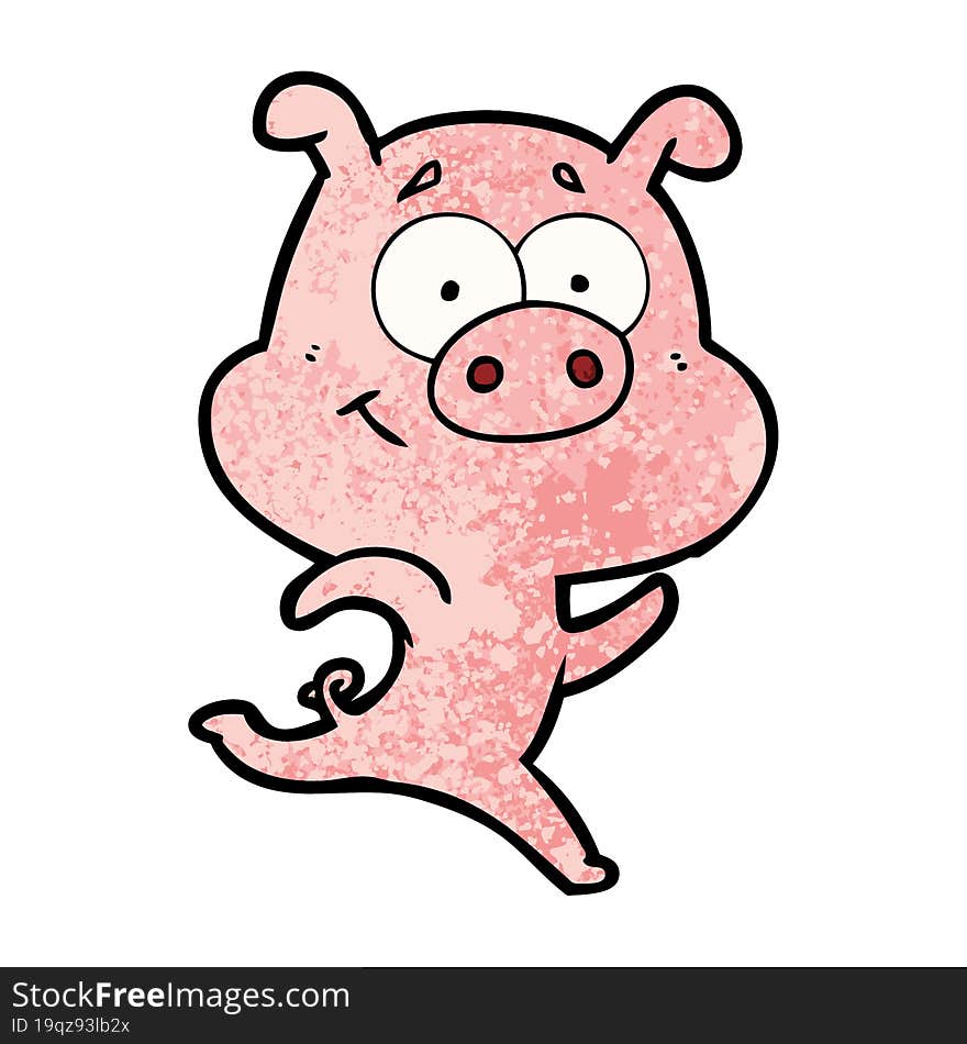 happy cartoon pig running. happy cartoon pig running