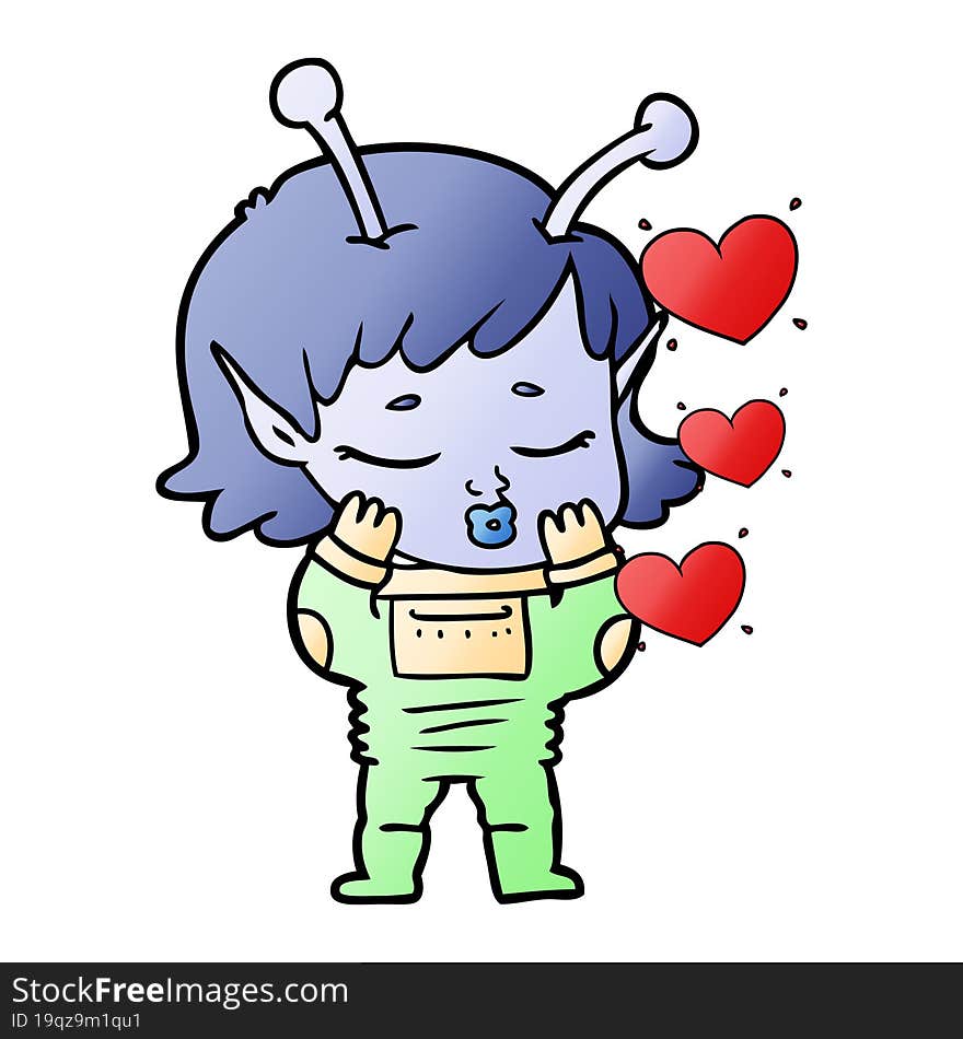 cartoon alien girl in love. cartoon alien girl in love