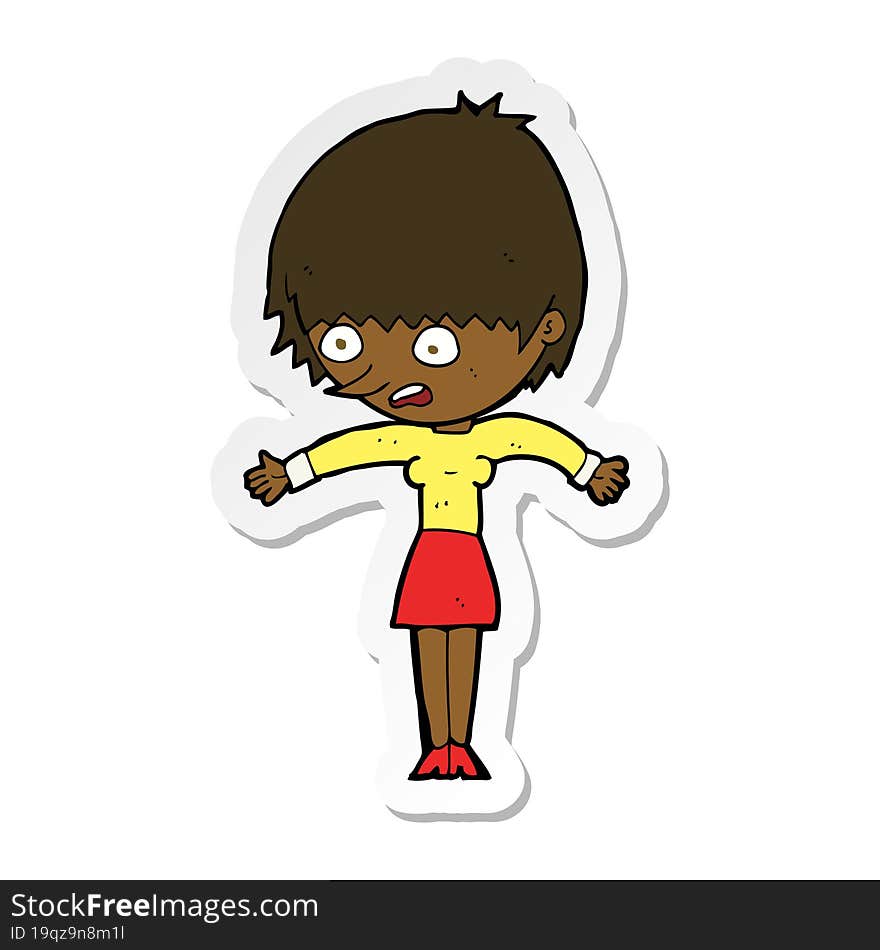 Sticker Of A Cartoon Woman Panicking