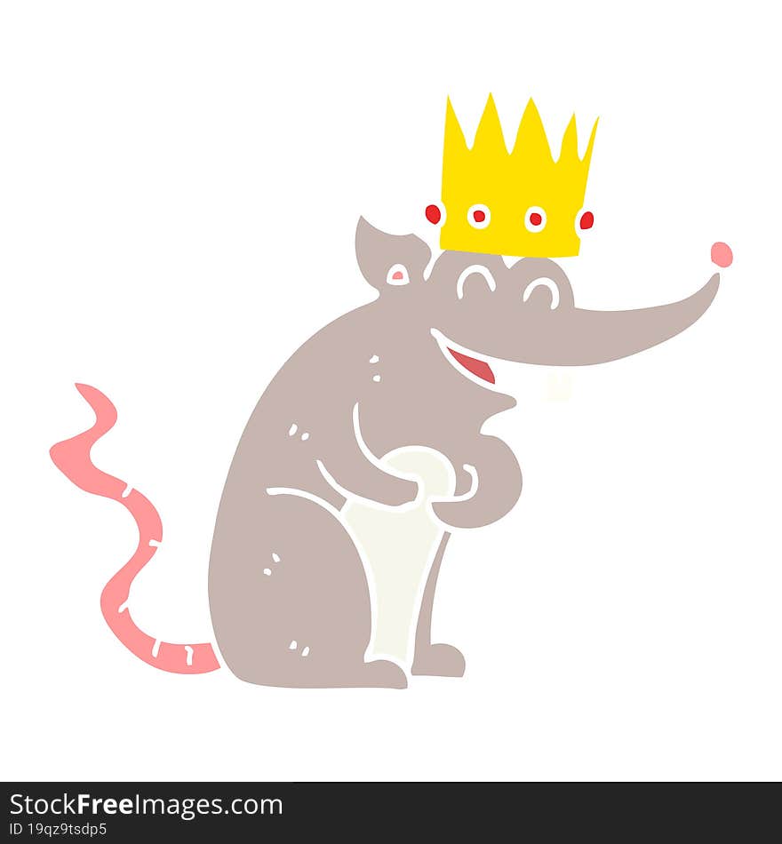 flat color style cartoon rat king laughing