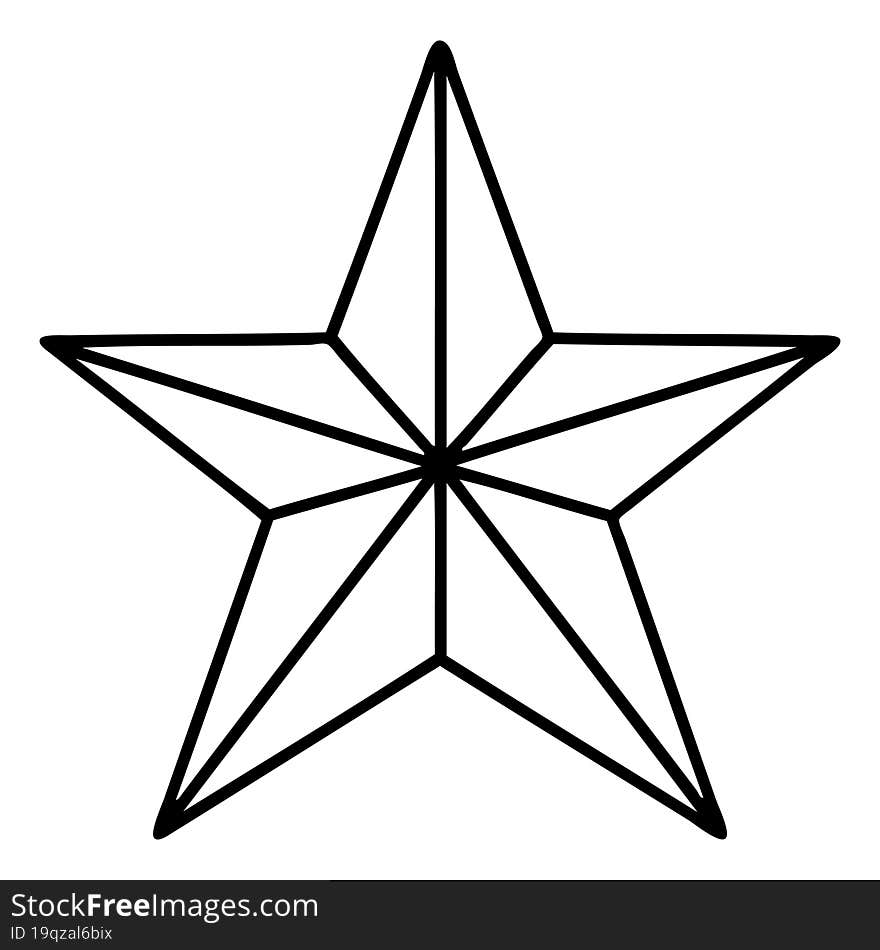 black line tattoo of a star