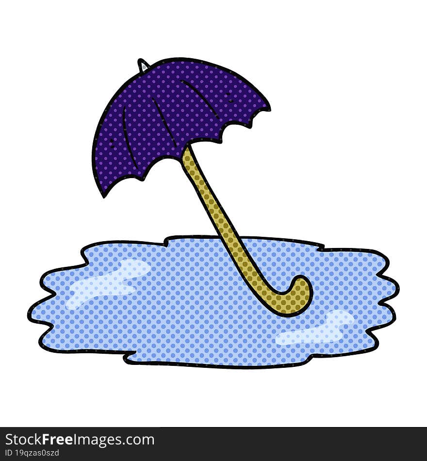 comic book style cartoon wet umbrella