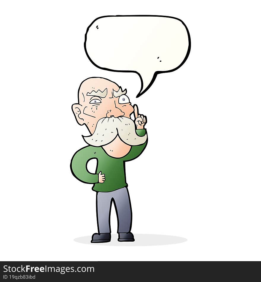 cartoon annoyed old man with speech bubble