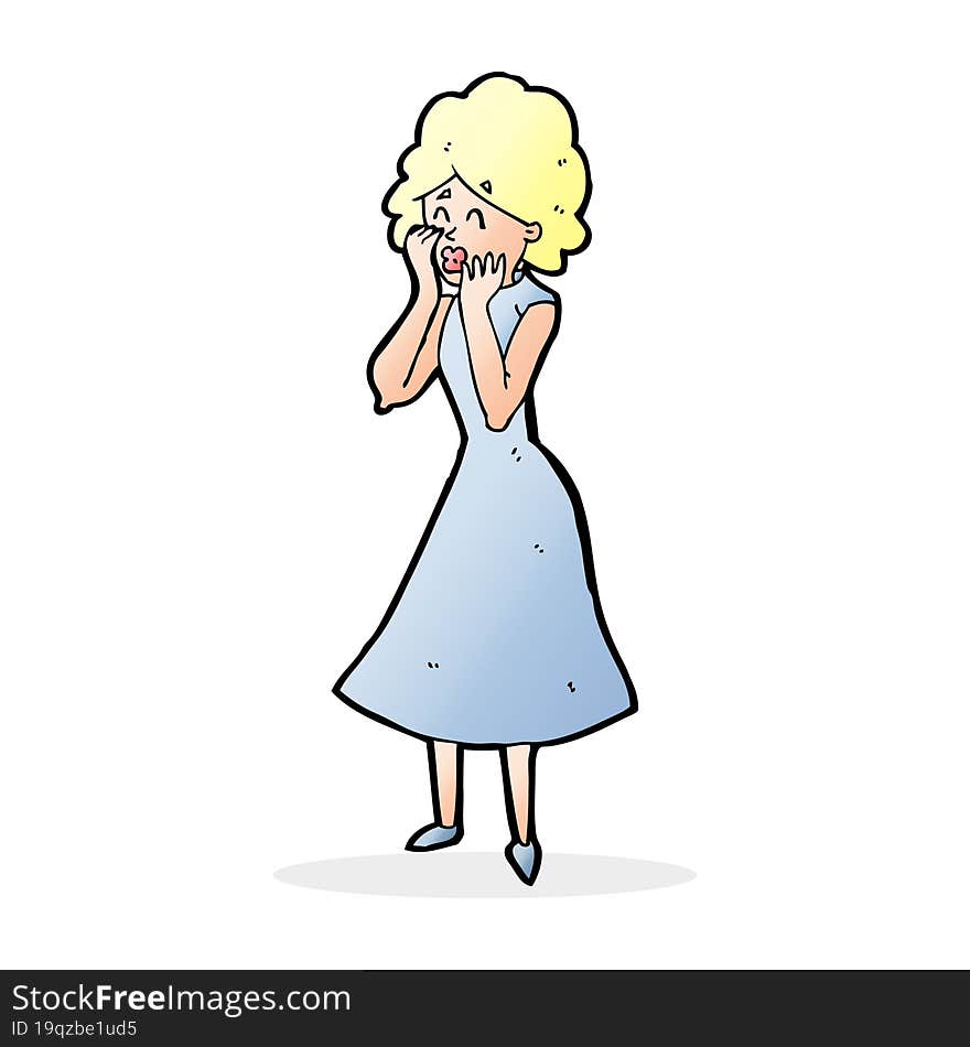 cartoon worried woman