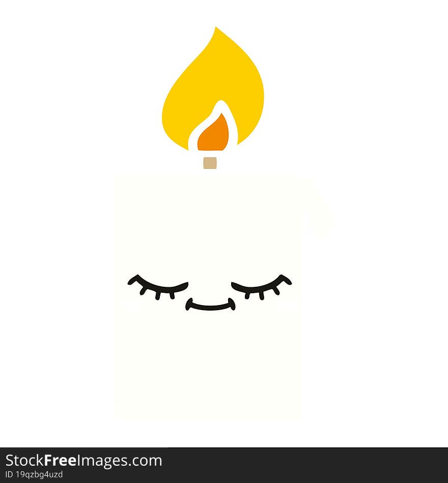 flat color retro cartoon of a lit candle