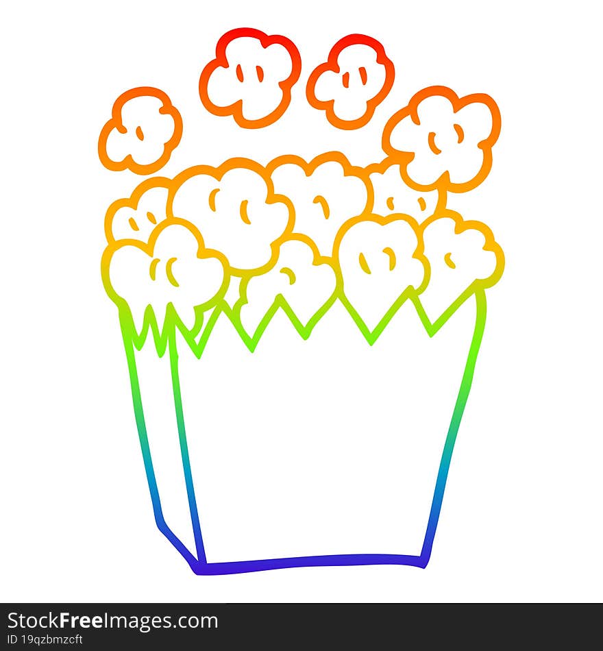 Rainbow Gradient Line Drawing Cartoon Cinema Popcorn