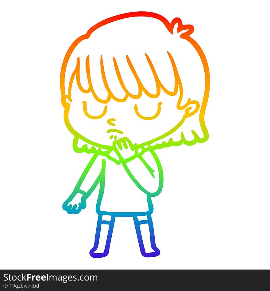 rainbow gradient line drawing of a cartoon woman