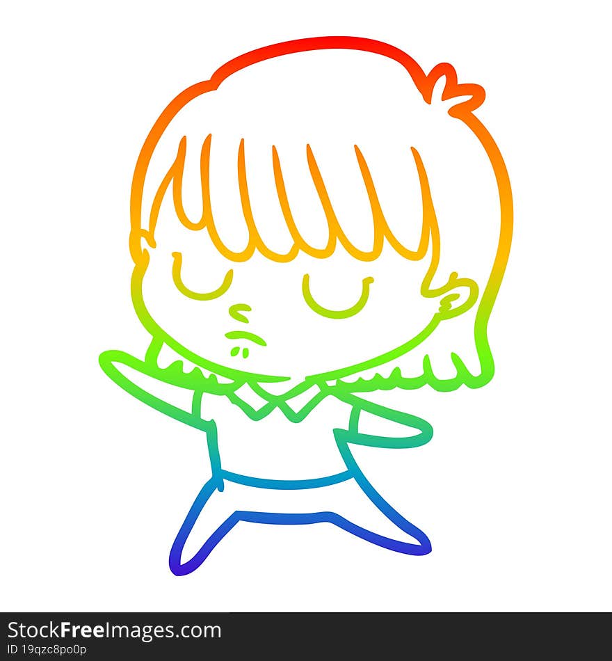 rainbow gradient line drawing of a cartoon woman