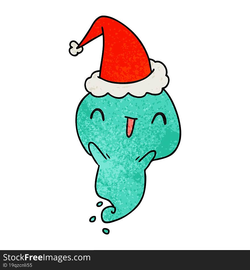 christmas textured cartoon of kawaii ghost